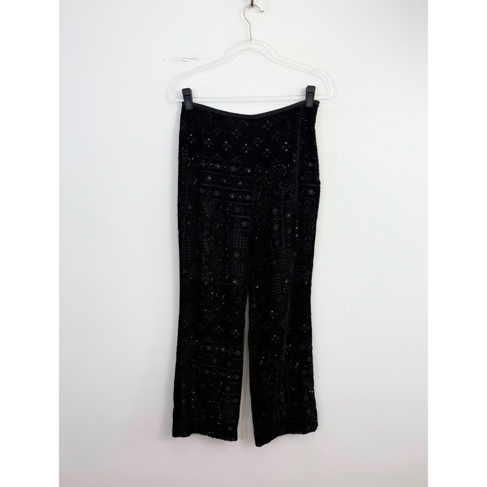 Vintage Yves Cossette Depeche Mode Black Velvet Beaded Pants Petite 8